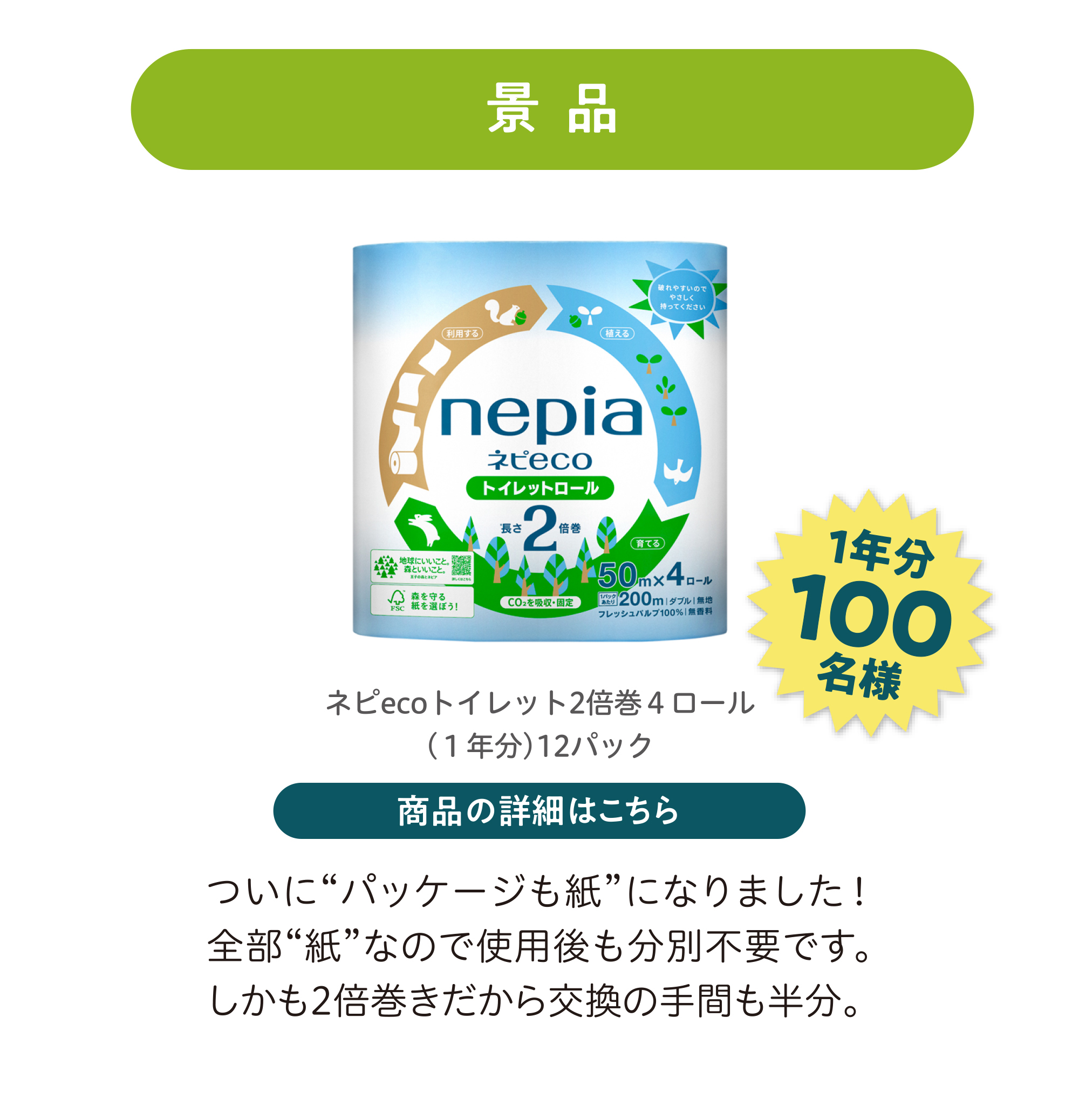 ネピecoトイレと２倍巻き４ロール一年分